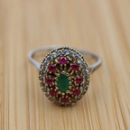Antique Silver Gemstone Ring - Vintage Boho Style Jewelry for Women - Perfect Everyday Statement Piece 1