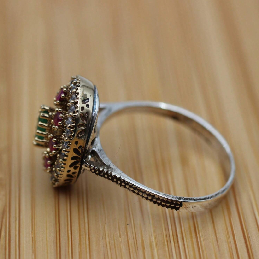 Antique Silver Gemstone Ring - Vintage Boho Style Jewelry for Women - Perfect Everyday Statement Piece 2