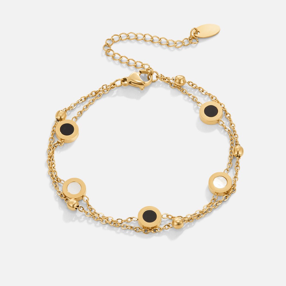 Black Onyx Bracelet with White Stone Accents for Women 0