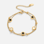 Black Onyx Bracelet with White Stone Accents for Women 0