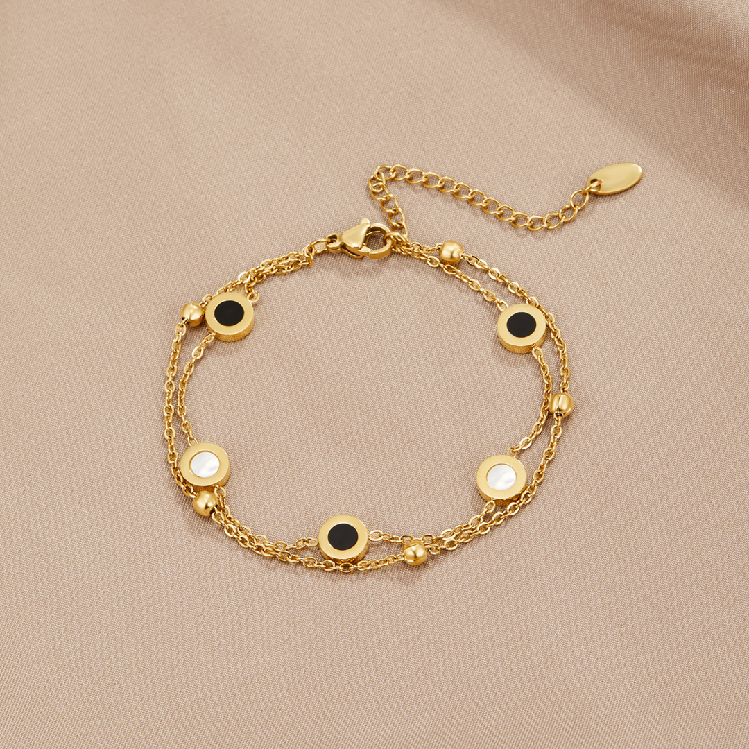 Black Onyx Bracelet with White Stone Accents for Women 2