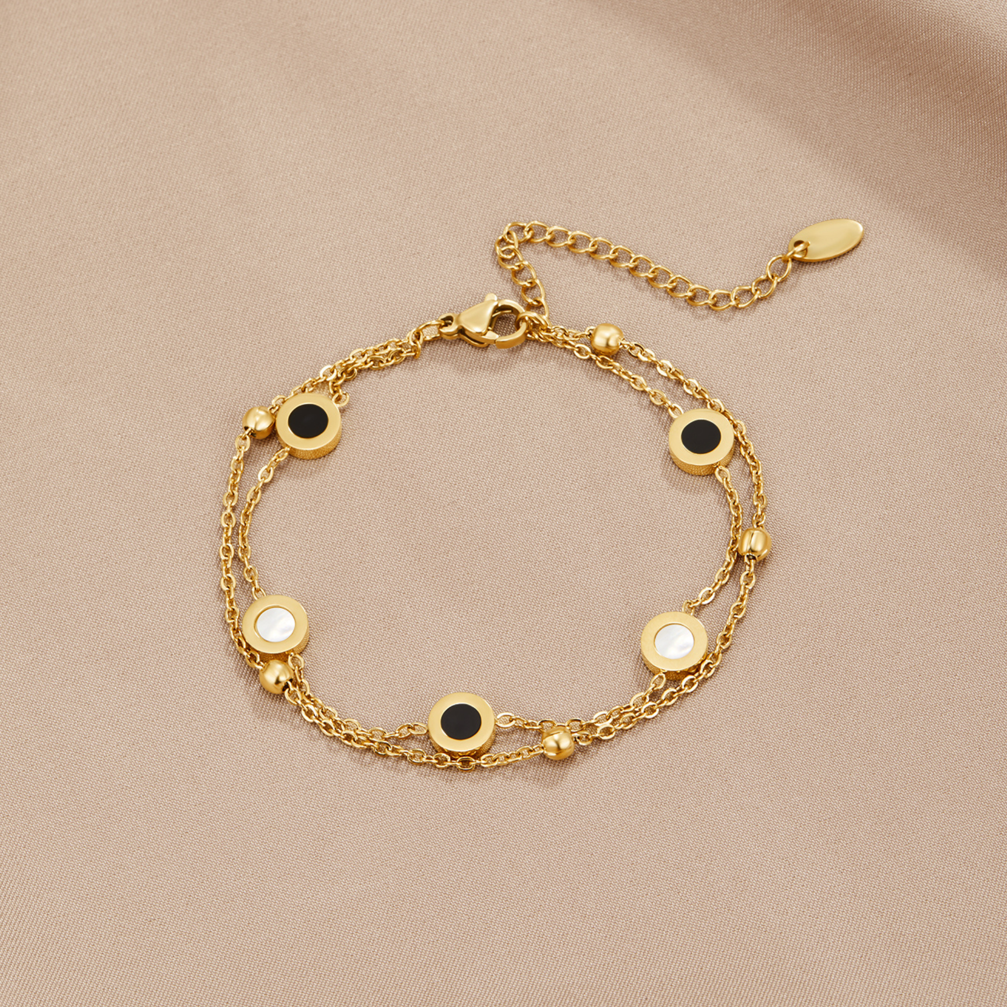 Black Onyx Bracelet with White Stone Accents for Women 2