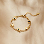 Black Onyx Bracelet with White Stone Accents for Women 6