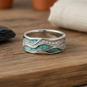 Chloe | Turquoise Silvered Waves Ring 1