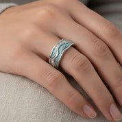 Chloe | Turquoise Silvered Waves Ring 2