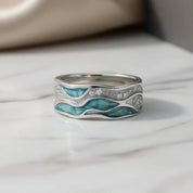 Chloe | Turquoise Silvered Waves Ring 3