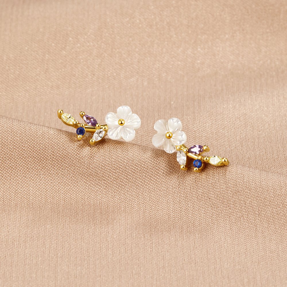 Crystal Earrings for Women - Dainty Blossom Design 0