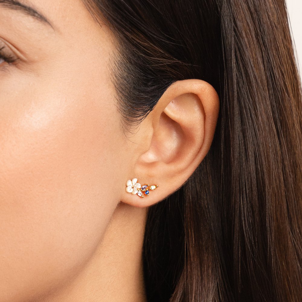 Crystal Earrings for Women - Dainty Blossom Design 1