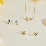 Crystal Earrings for Women - Dainty Blossom Design 4