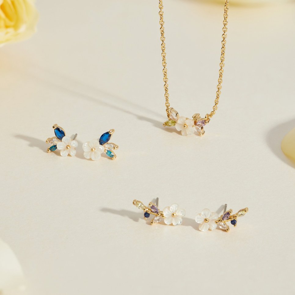 Crystal Earrings for Women - Dainty Blossom Design 4