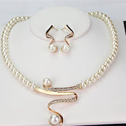Elegant Gold Natural Pearl Necklace and Earring Set for Women - Timeless Dainty Jewelry for Special Occasions 0