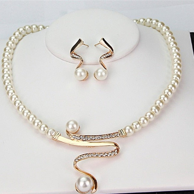 Elegant Gold Natural Pearl Necklace and Earring Set for Women - Timeless Dainty Jewelry for Special Occasions 0