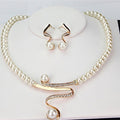 Elegant Gold Natural Pearl Necklace and Earring Set for Women - Timeless Dainty Jewelry for Special Occasions 0