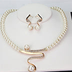 Elegant Gold Natural Pearl Necklace and Earring Set for Women - Timeless Dainty Jewelry for Special Occasions 0