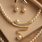 Elegant Gold Natural Pearl Necklace and Earring Set for Women - Timeless Dainty Jewelry for Special Occasions 2
