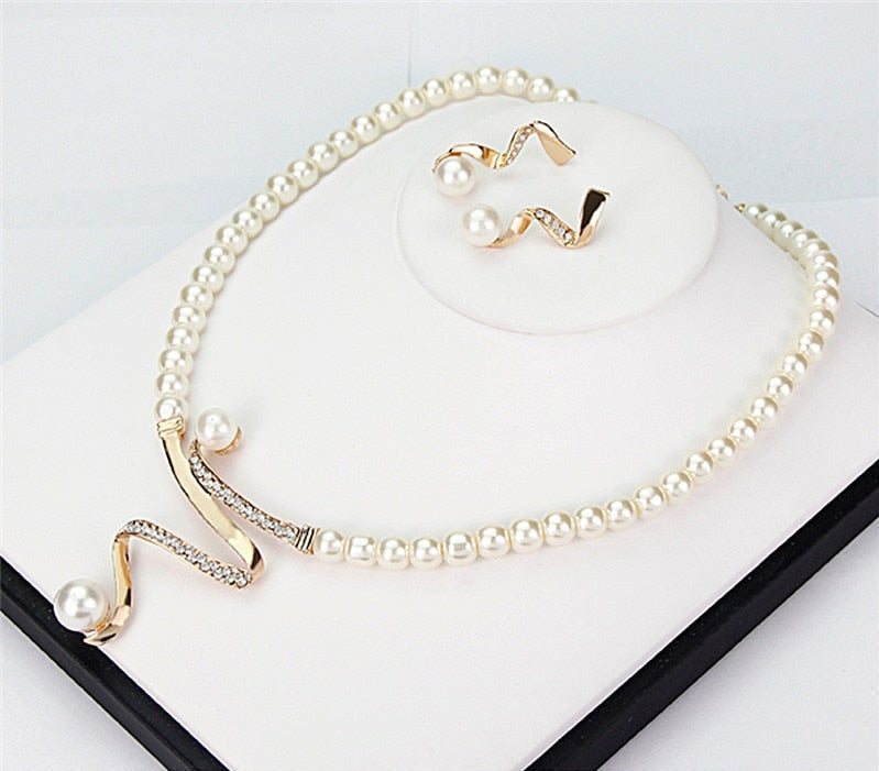 Elegant Gold Natural Pearl Necklace and Earring Set for Women - Timeless Dainty Jewelry for Special Occasions 4