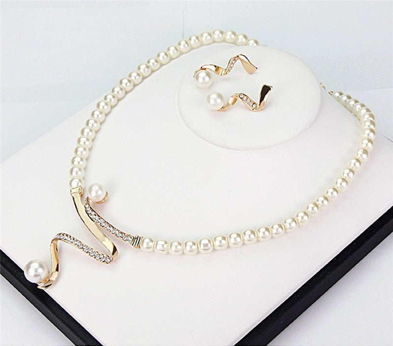 Elegant Gold Natural Pearl Necklace and Earring Set for Women - Timeless Dainty Jewelry for Special Occasions 4