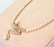Elegant Gold Natural Pearl Necklace and Earring Set for Women - Timeless Dainty Jewelry for Special Occasions 5