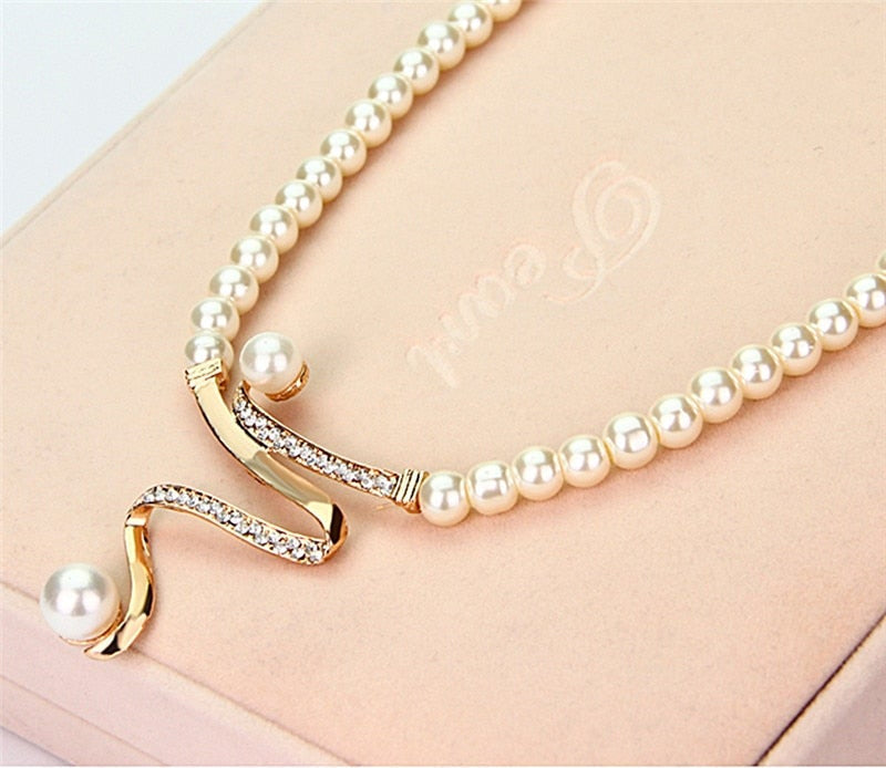 Elegant Gold Natural Pearl Necklace and Earring Set for Women - Timeless Dainty Jewelry for Special Occasions 5