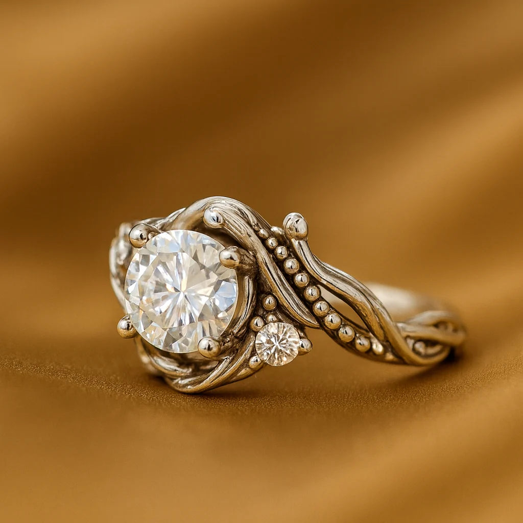 Elegant Silver Branch Zirconia Ring 0
