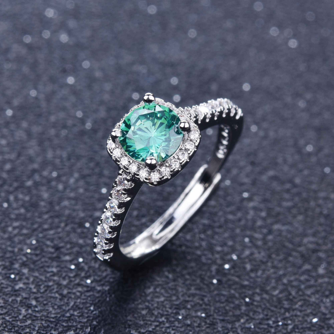 Gold Adjustable Ring with Green Crystal - Dainty Jewelry for Women, Perfect Everyday Accessory 0