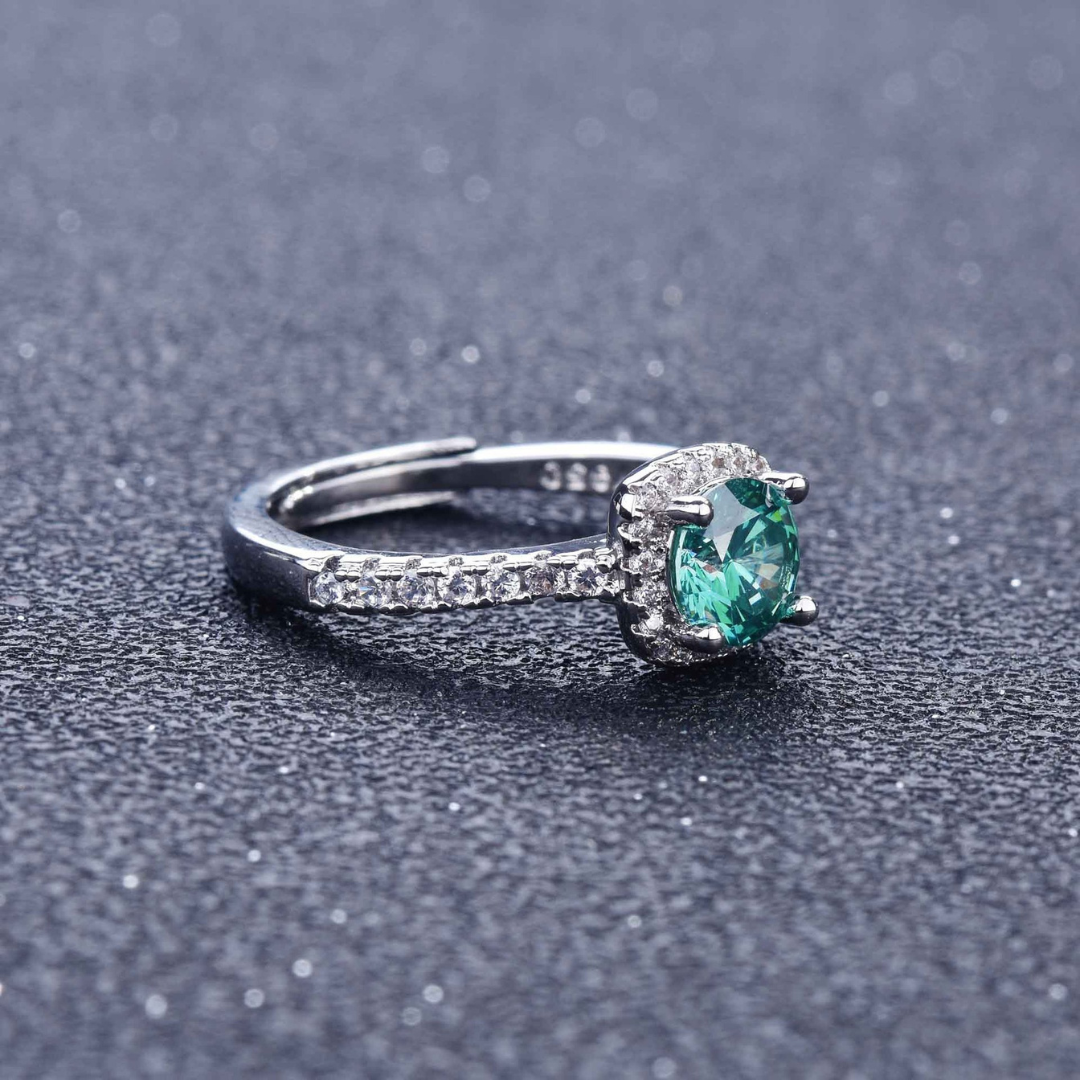 Gold Adjustable Ring with Green Crystal - Dainty Jewelry for Women, Perfect Everyday Accessory 1