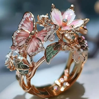 Gold Butterfly Ring with Crystal for Women 0