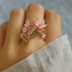 Gold Butterfly Ring with Crystal for Women 1