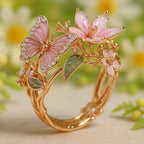 Gold Butterfly Ring with Crystal for Women 2