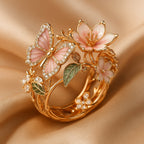 Gold Butterfly Ring with Crystal for Women 3