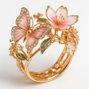 Gold Butterfly Ring with Crystal for Women 4