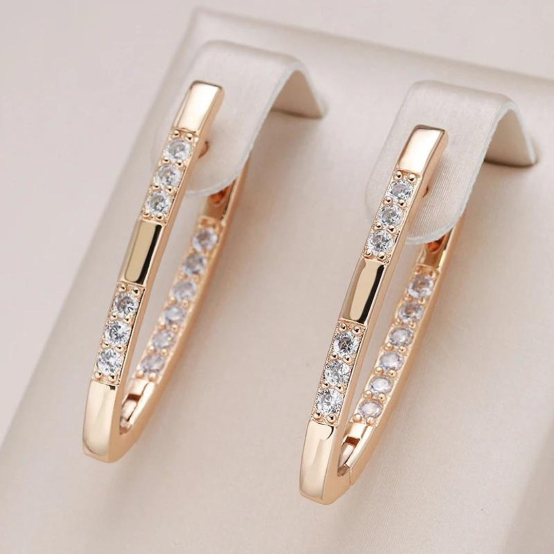 Gold Crystal Earrings - Elegant Dainty Design for Women, Perfect for Everyday Wear or Special Occasions 0