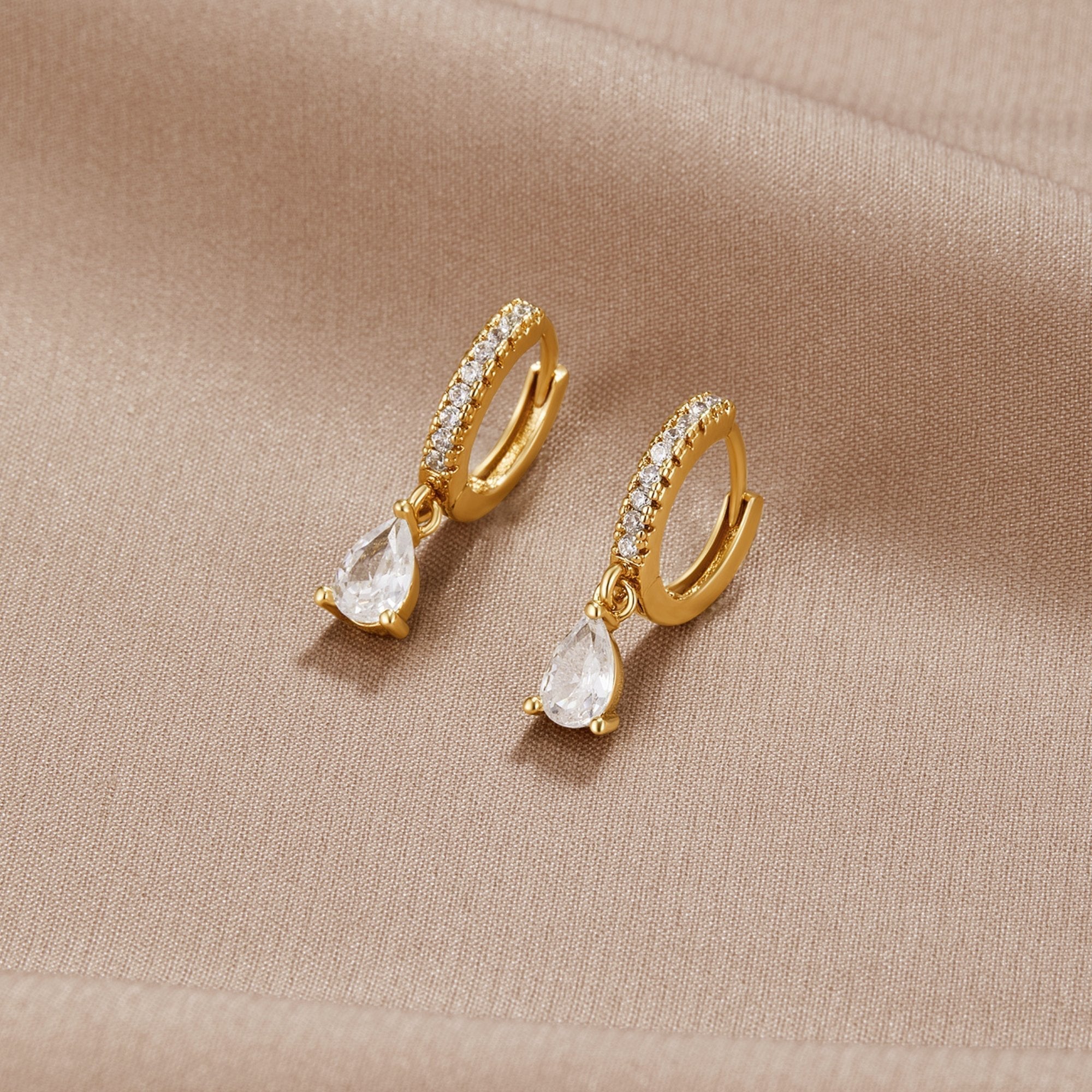 Gold Crystal Earrings for Women - Dainty Design 0