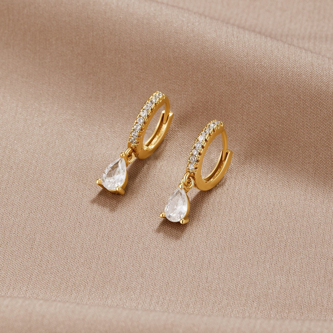 Gold Crystal Earrings for Women - Dainty Design 0