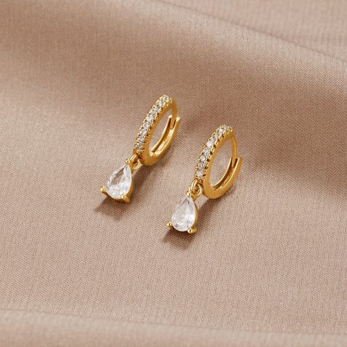 Gold Crystal Earrings for Women - Dainty Design 0