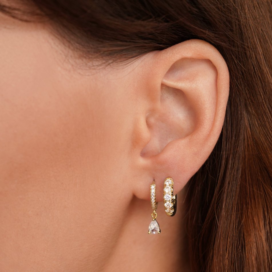 Gold Crystal Earrings for Women - Dainty Design 1