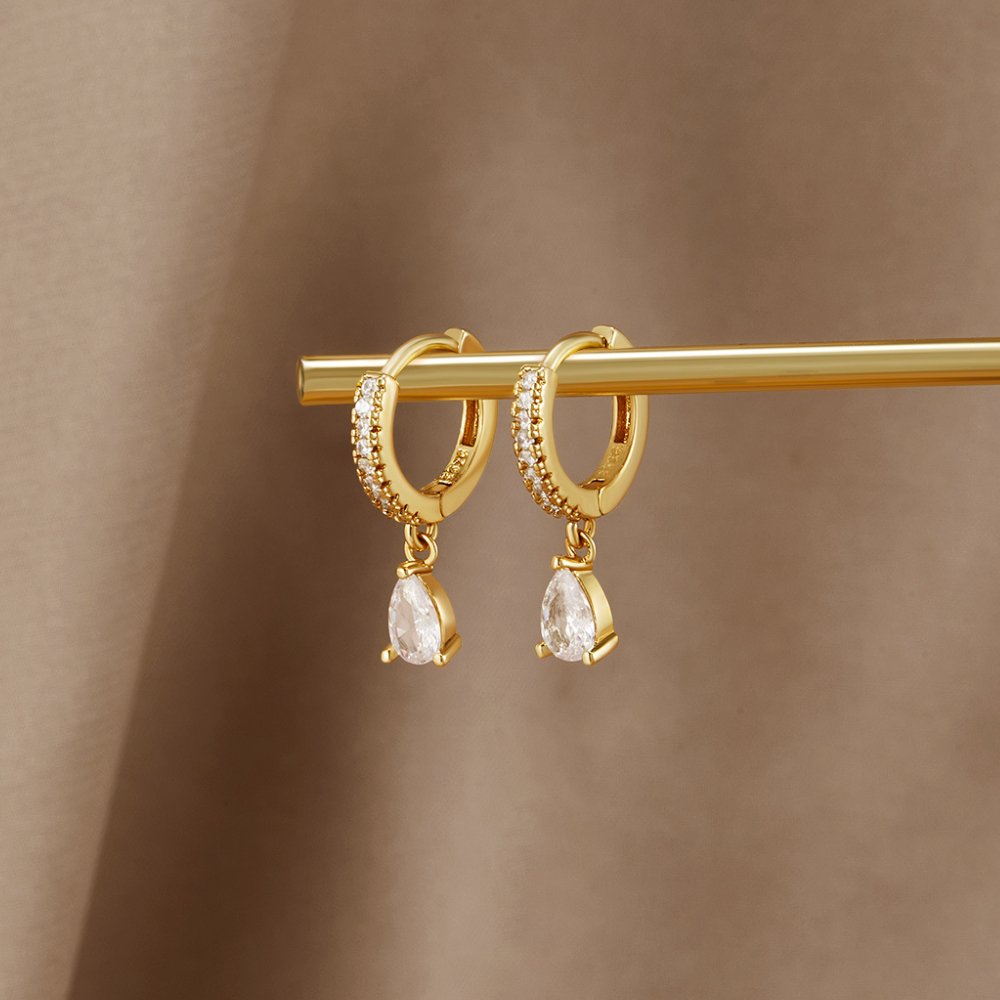 Gold Crystal Earrings for Women - Dainty Design 2