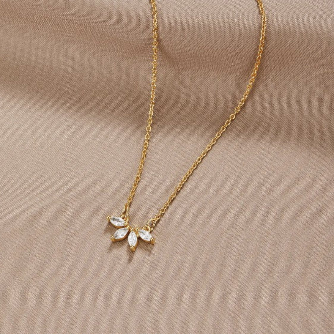 Gold Crystal Leaf Necklace for Women 0