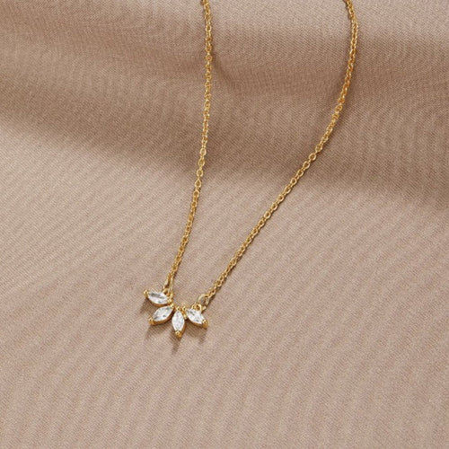 Gold Crystal Leaf Necklace for Women 0