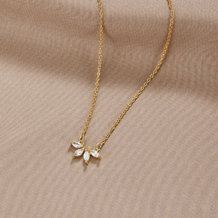 Gold Crystal Leaf Necklace for Women 0