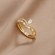 Gold Crystal Ring - Elegant Design for Women, Minimalist Style, Perfect Gift for Her 0