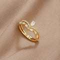 Gold Crystal Ring - Elegant Design for Women, Minimalist Style, Perfect Gift for Her 0