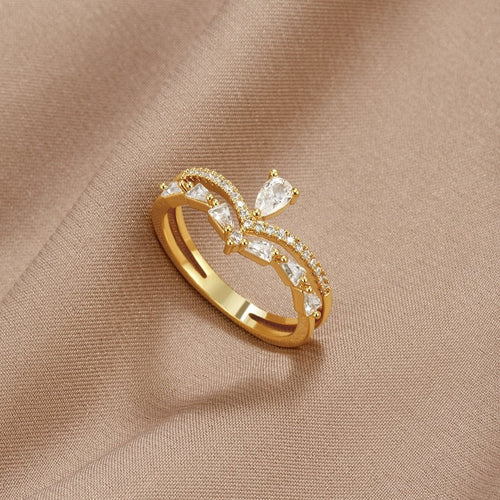 Gold Crystal Ring - Elegant Design for Women, Minimalist Style, Perfect Gift for Her 0