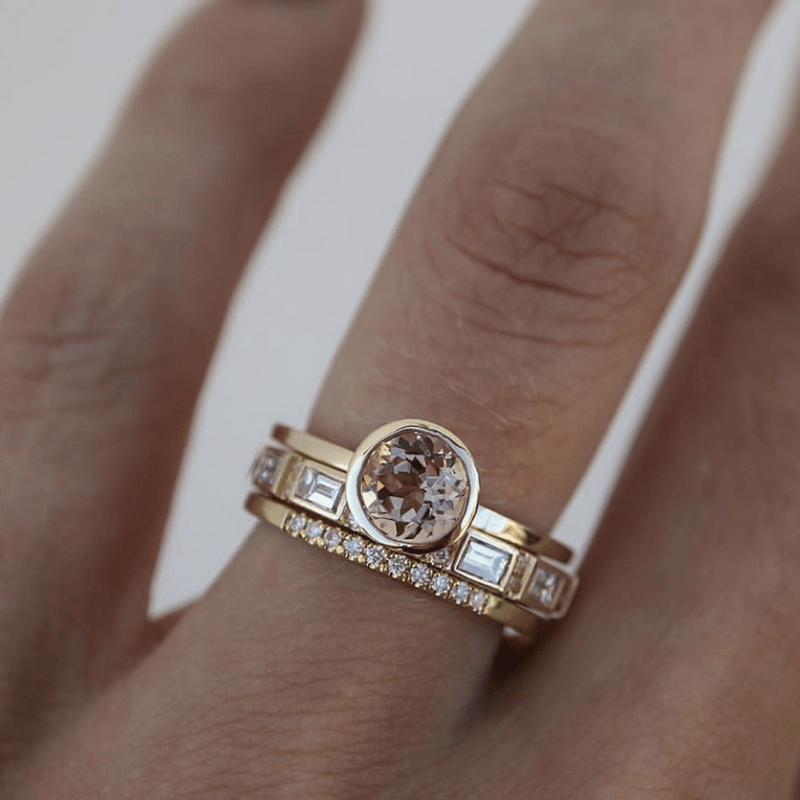 Gold Crystal Ring Set - Dainty Inlaid Design for Women - Perfect for Everyday Wear 0