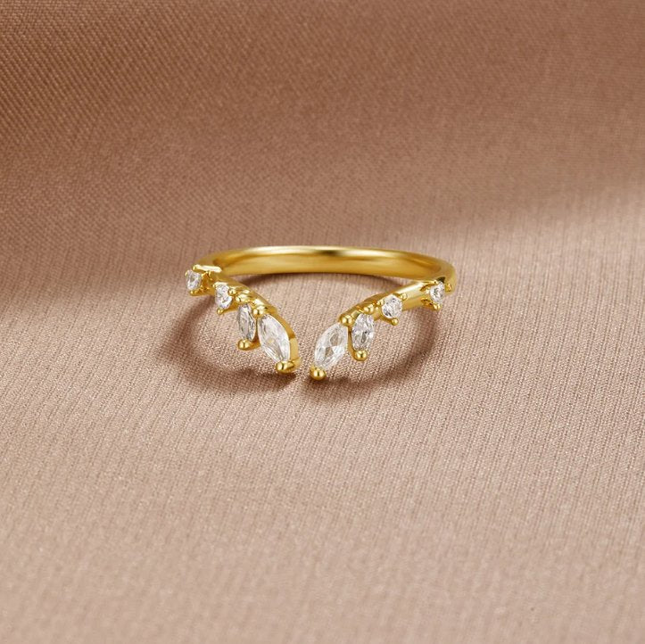 Gold Crystal Vine Ring for Women - Dainty Design 0