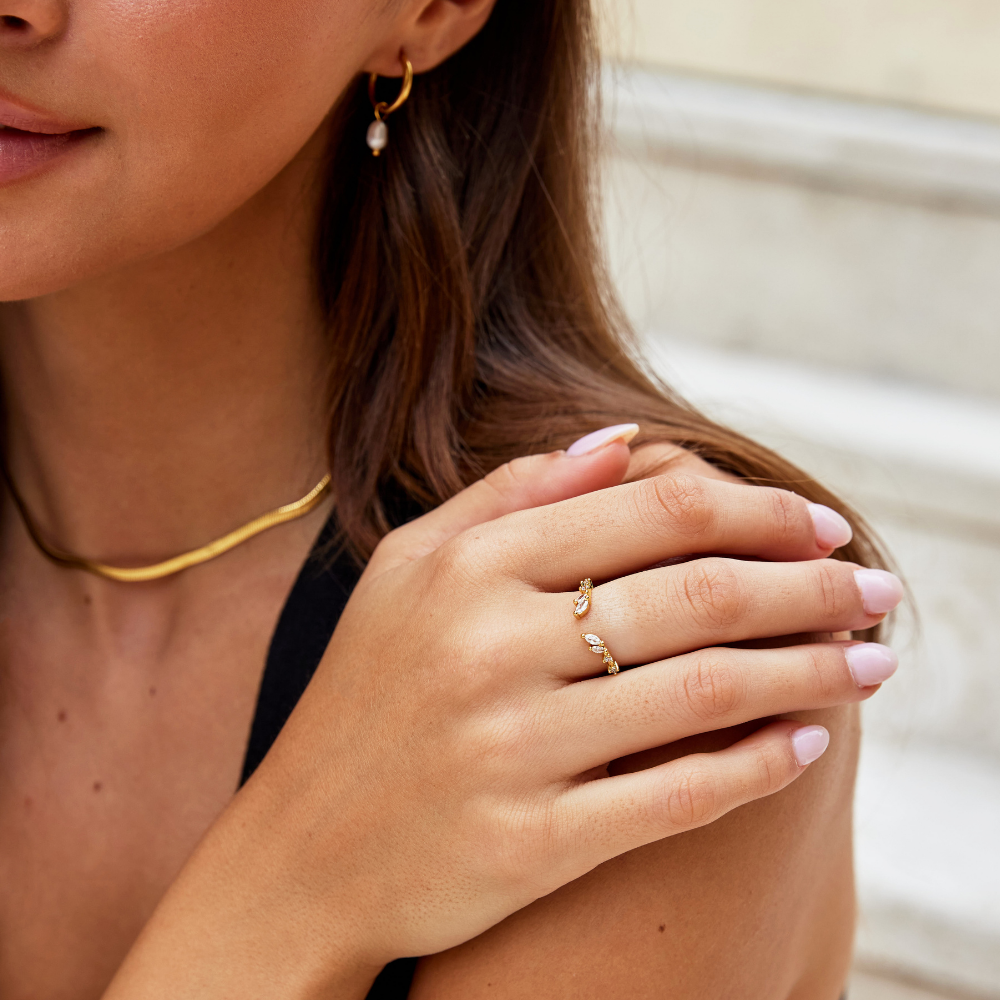 Gold Crystal Vine Ring for Women - Dainty Design 3