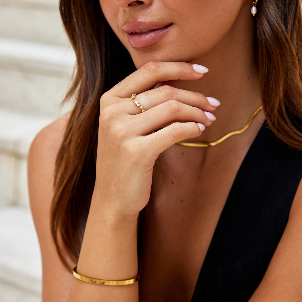Gold Crystal Vine Ring for Women - Dainty Design 4
