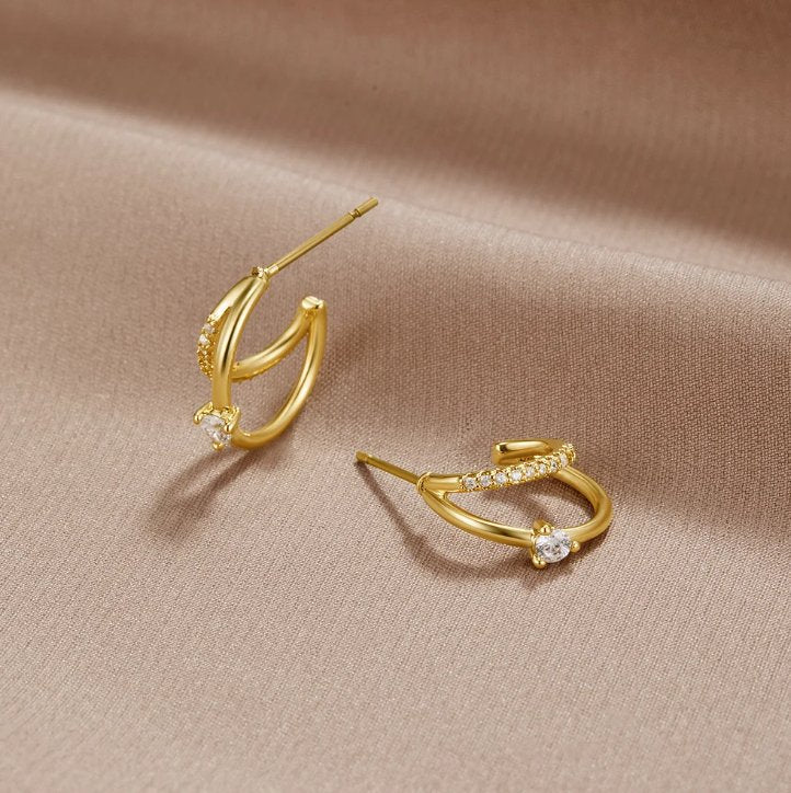 Gold Dainty Crystal Earrings for Women - Elegant Everyday Jewelry 0