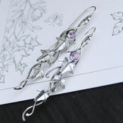 Gold Dainty Elf Style Earrings with Blue Crystal Finish for Women - Charming Everyday Accessory 1