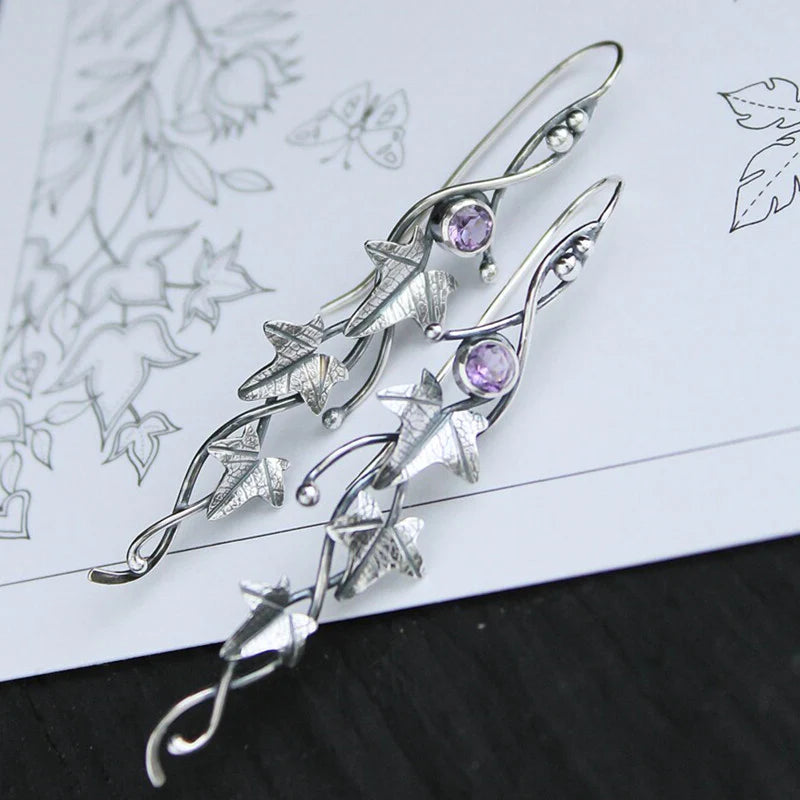 Gold Dainty Elf Style Earrings with Blue Crystal Finish for Women - Charming Everyday Accessory 1